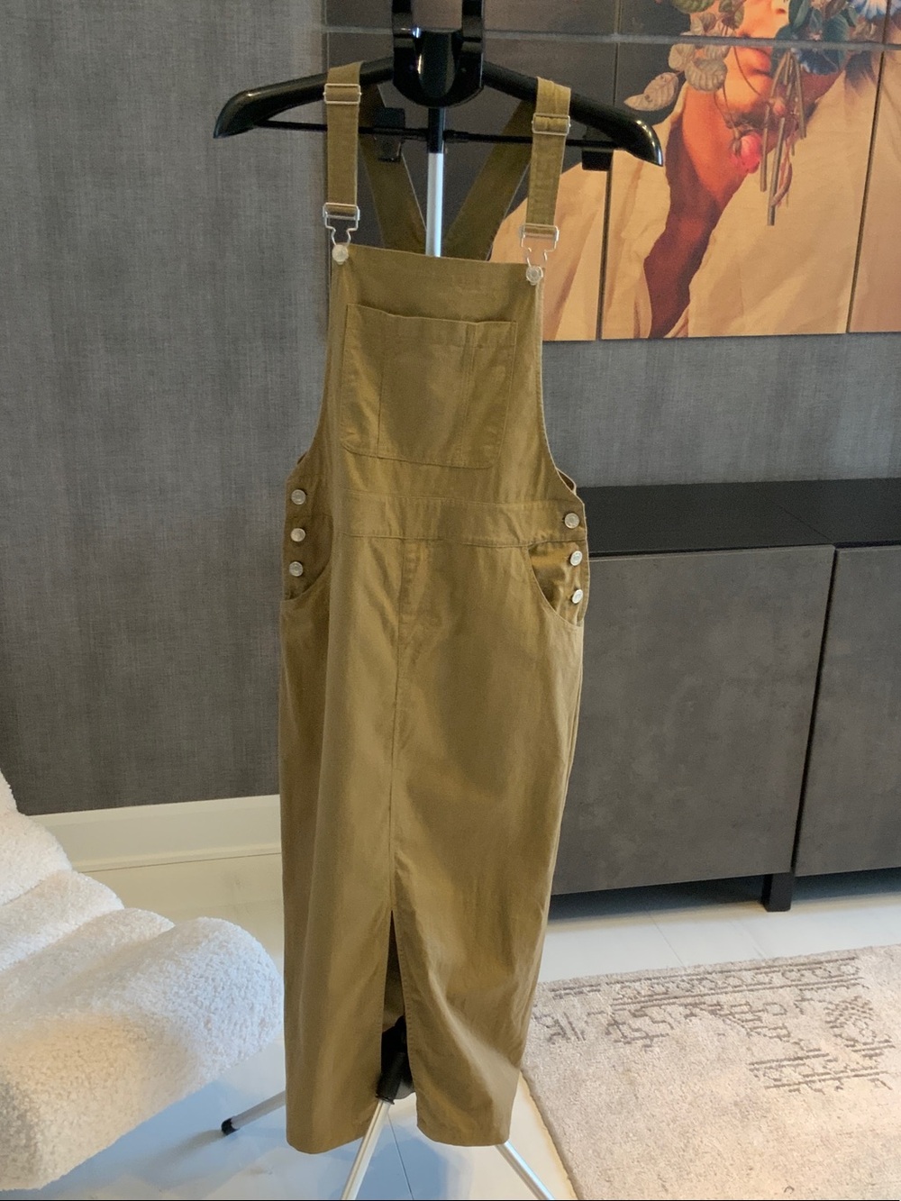 FRNCH Olive Green Women's Cotton Overall Skirt M